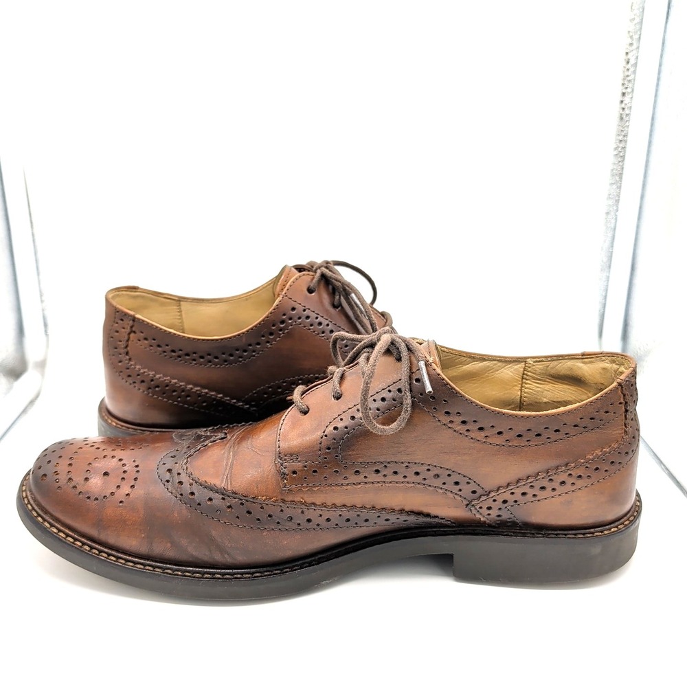 Donald PLINER Ramsey Brogue OXFORDS Brown Leather Wing Tip Dress Shoes Mens Sz 9 - Picture 6 of 12